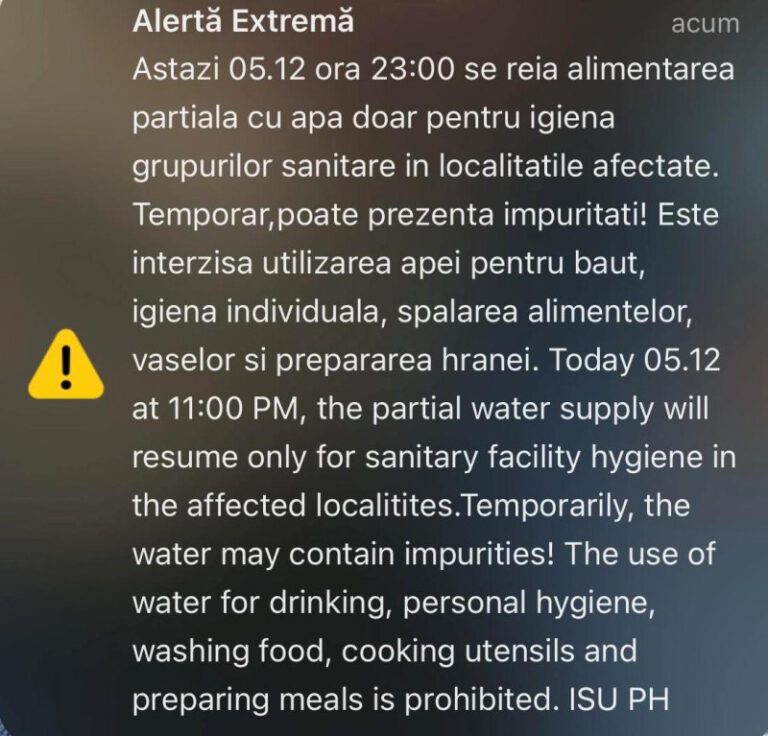 furnizarea-apei-se-reia-treptat-in-prahova,-dar-nu-pentru-consum.-mesaje-ro-alert-pentru-populatie